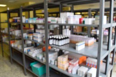 Pharmacy shelves stocked